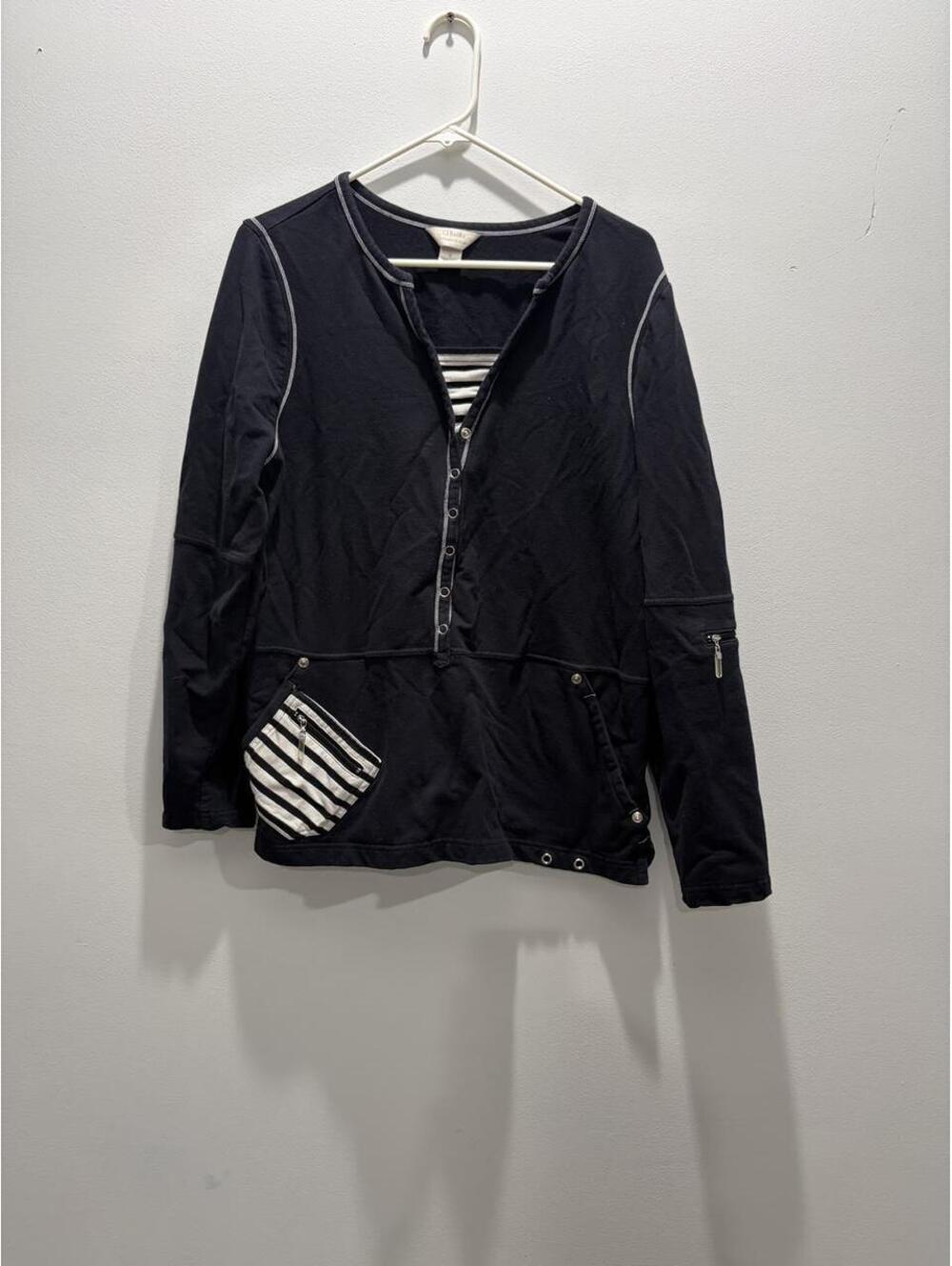 CJ Banks navy blue long sleeve top X #stripes #longsleeve
